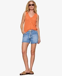 Sanctuary Women's No Rush Button-Front Sleeveless Tank Top