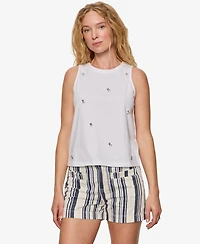Sanctuary Women's Campari Embellished Crewneck Cotton Tank Top