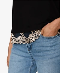 Sanctuary Women's Lace-Hem Crewneck T-Shirt
