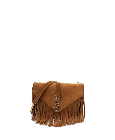 Pre-Owned Saint Laurent Small Classic Monogram Fringe Crossbody Bag Suede