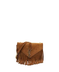 Pre-Owned Saint Laurent Small Classic Monogram Fringe Crossbody Bag Suede
