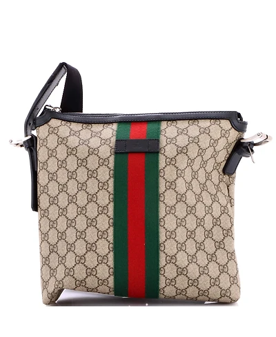 Pre-Owned Gucci Medium Web Messenger Bag Gg Coated Canvas