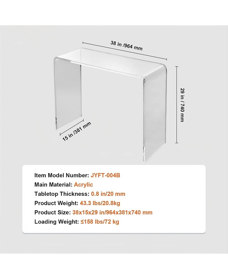 Gouun Acrylic Console Table with Open Design for Foyer and Living Room