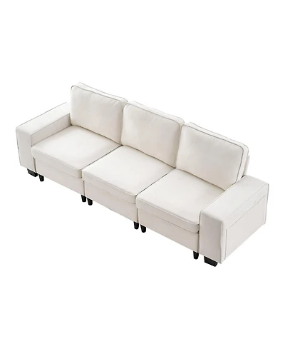 Gouun 100 in Modular 3-Seater Sofa with Deep Seats, Hidden Storage, and Velvet Upholstery
