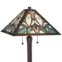 Robert Louis Tiffany Table Lamp 25" High Bronze Tiffany Style Stained Glass Art Shade for Living Room Family Bedroom Bedside Nightstand