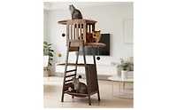 Zeus and Ruta 58 in. Modern Cat Tree Tower for Large Cats Maine Coon Scratching Board Hammock Removable Pads