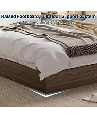 gaomon Wood Platform Bed Frame Sturdy Wooden Bed Slat Support No Box Spring Minimalist Floor-Standing Easy Assembly Walnut