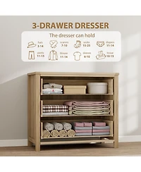 gaomon Drawer Dresser for Bedroom, Wide Rattan Dresser, Boho Chest of Drawers