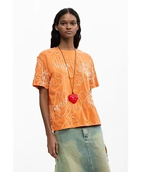 Desigual Women's Embroidered Flowers T-shirt
