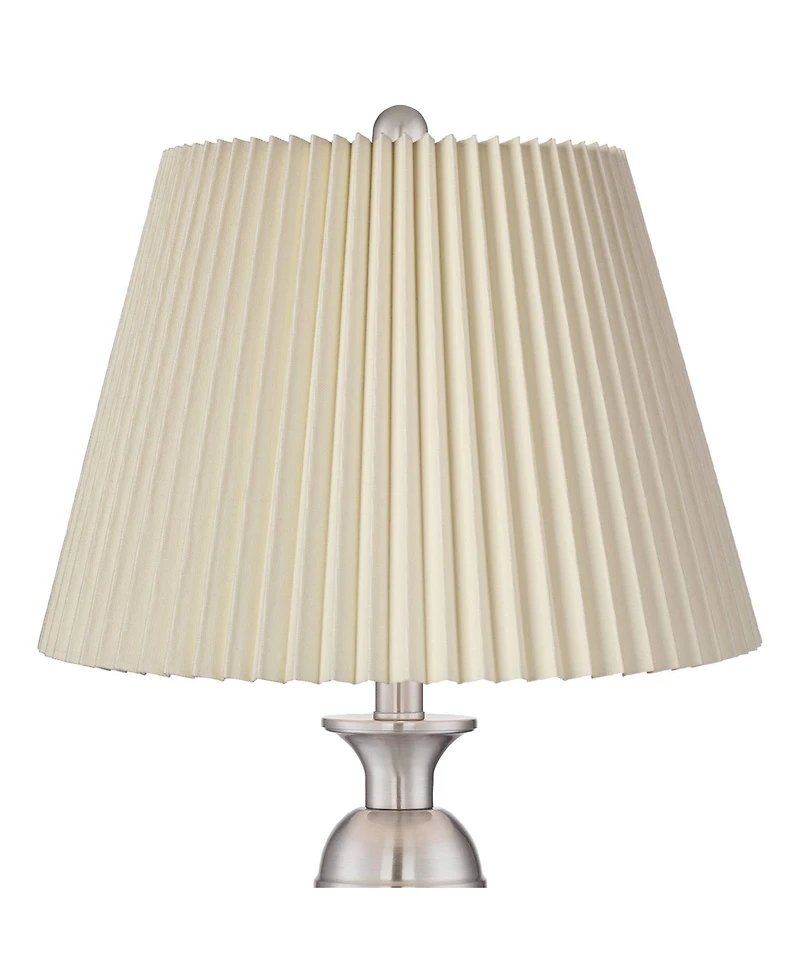 Regency Hill Blair Traditional Table Lamps 25" High Set of 2 Brushed Nickel Linen for Bedroom Living Room Bedside Nightstand Office