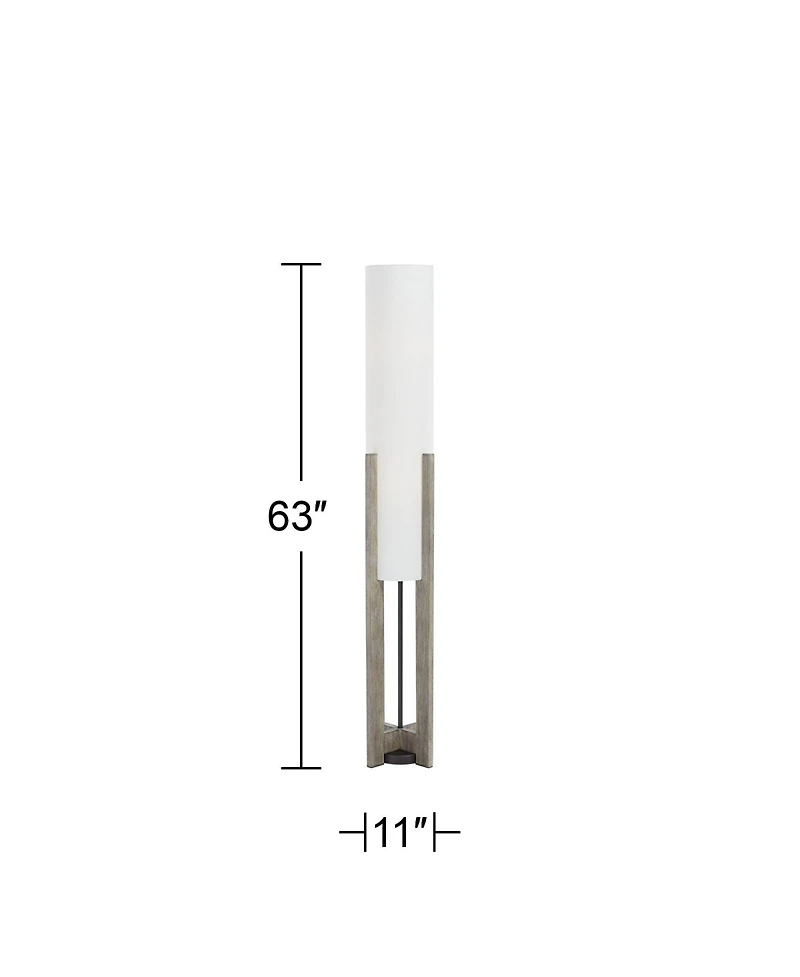 Possini Euro Design Arrista Modern 63" Tall Standing Floor Lamp Cylinder Foot Switch Wood Wash Finish Living Room Bedroom
