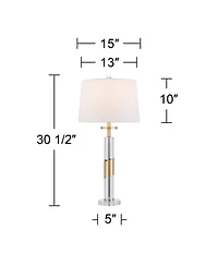Vienna Full Spectrum Alfred 30 1/2"H Soft Brass and Crystal Column Table Lamp with Dimmer