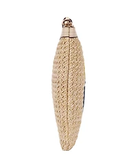 Tommy Bahama Happy Vacay Raffia Clutch – Woven Straw Zip Pouch with Embroidered Lettering