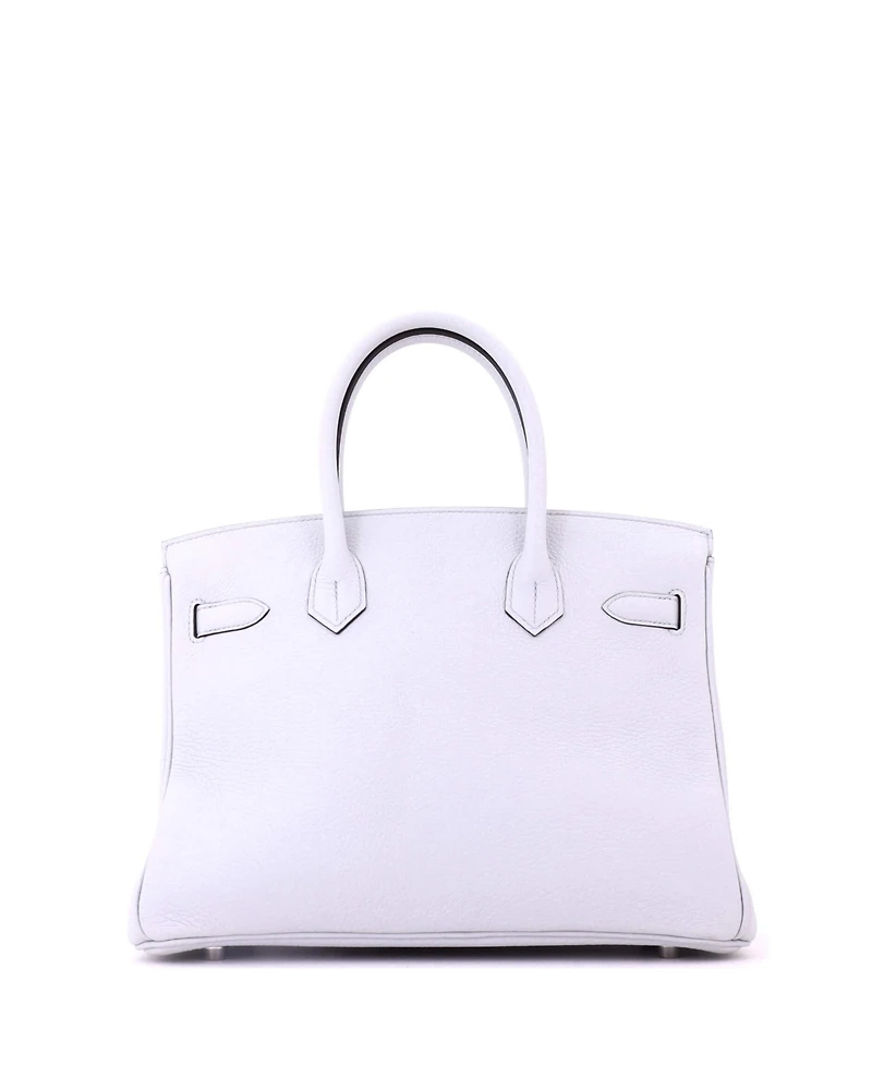 Pre-Owned HERMES Birkin 30 Handbag Blue Clemence with Palladium Hardware