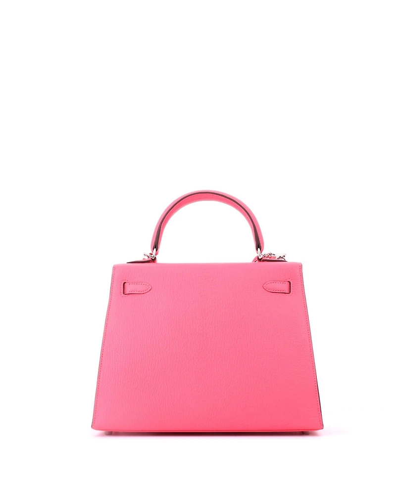 Pre-Owned HERMES Kelly 25 Handbag Pink Chevre Mysore with Palladium Hardware