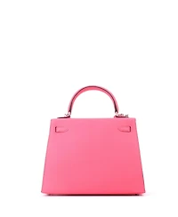 Pre-Owned HERMES Kelly 25 Handbag Pink Chevre Mysore with Palladium Hardware
