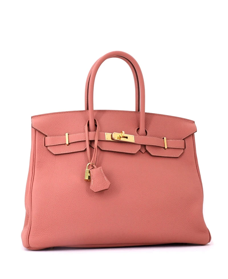 Pre-Owned HERMES Birkin 35 Handbag Pink Togo with Gold Hardware