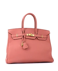 Pre-Owned HERMES Birkin 35 Handbag Pink Togo with Gold Hardware