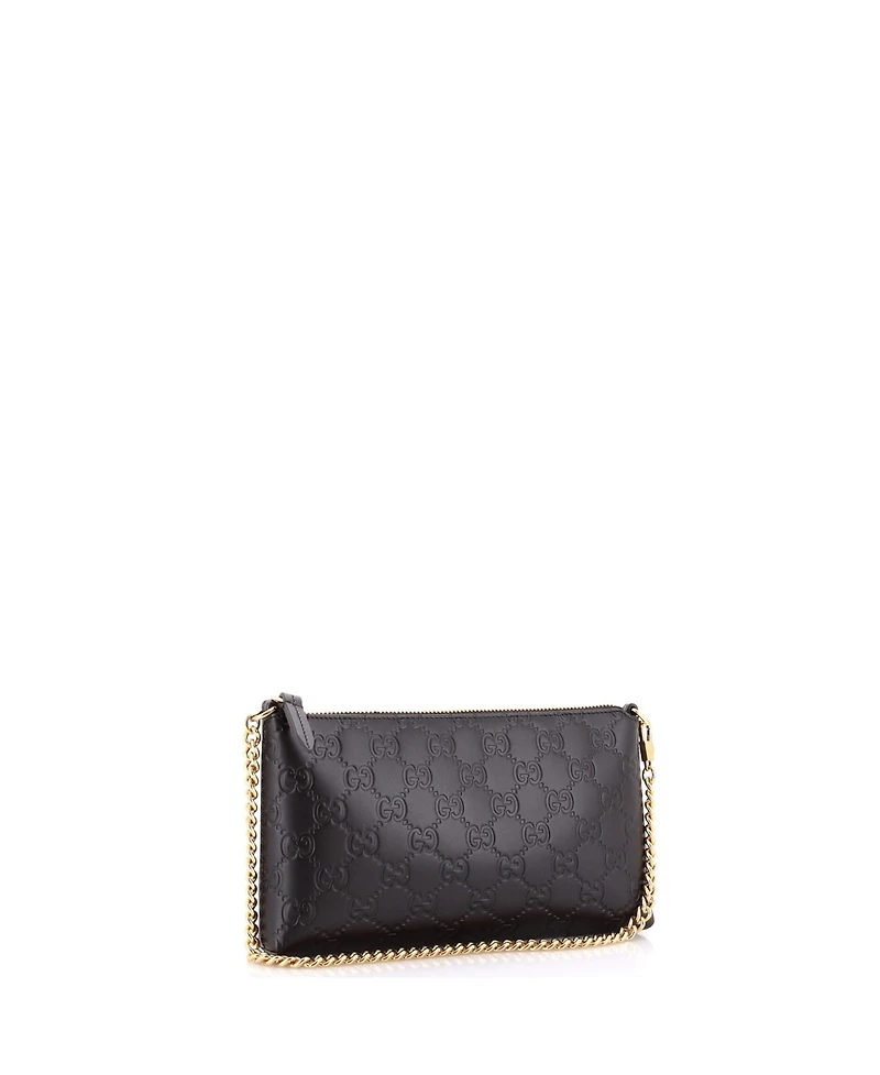 Pre-Owned Gucci Chain Wristlet Wallet Guccissima Leather