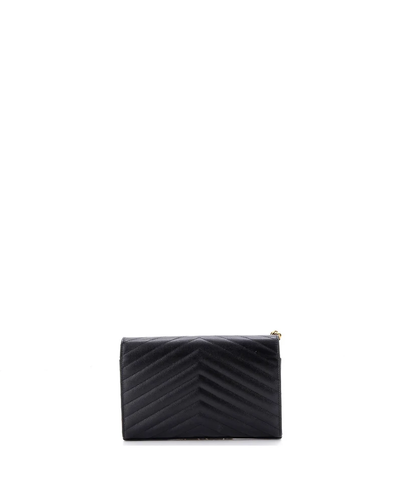 Pre-Owned Saint Laurent Medium Classic Monogram Wallet on Chain Matelasse Chevron Leather