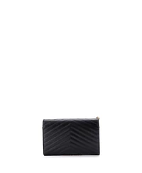Pre-Owned Saint Laurent Medium Classic Monogram Wallet on Chain Matelasse Chevron Leather
