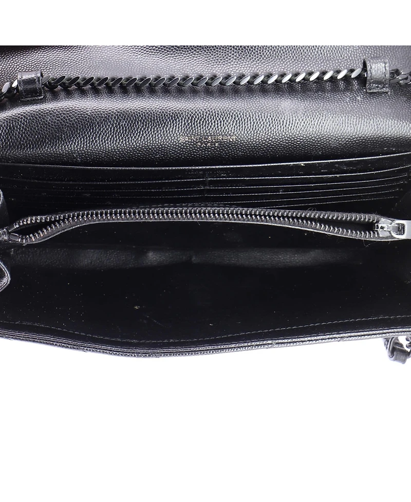 Pre-Owned Saint Laurent Medium Classic Monogram Wallet on Chain Matelasse Chevron Leather