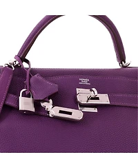 Pre-Owned Hermes Kelly 32 Handbag Purple Togo with Palladium Hardware