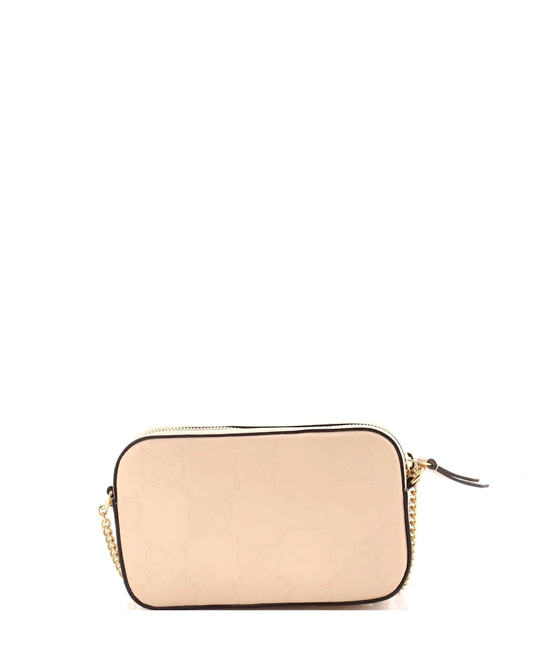 Pre-Owned Gucci Super Mini Front Pocket Chain Shoulder Bag Jumbo Gg Embossed Leather