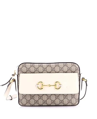 Pre-Owned Gucci Small Horsebit 1955 Flap Pocket Camera Bag Gg Coated Canvas and Leather