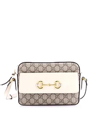 Pre-Owned Gucci Small Horsebit 1955 Flap Pocket Camera Bag Gg Coated Canvas and Leather