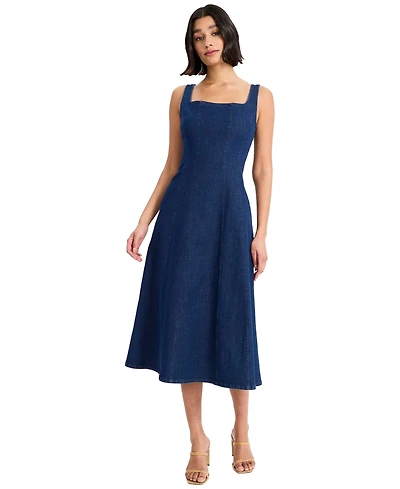 Maggy London Women's Sleeveless Square Neck Midi Dress