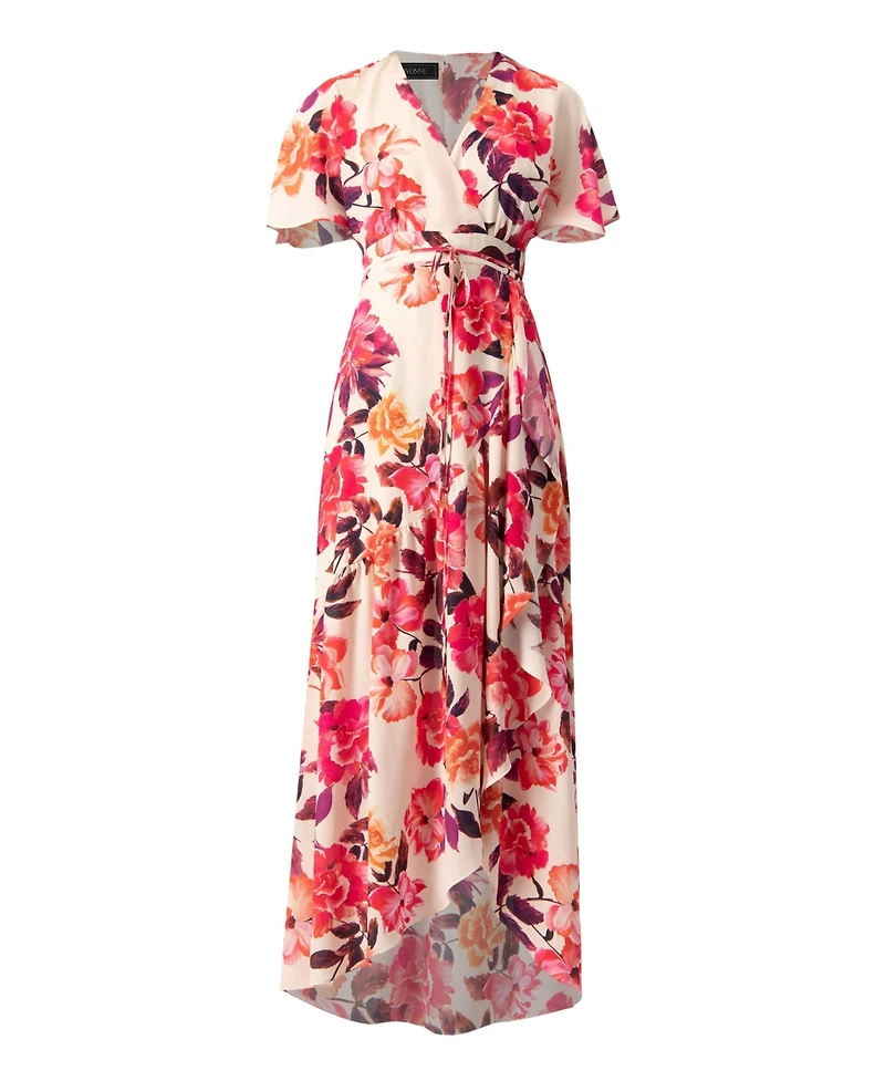 Ivonne Women's Crossed V-Neck Wrap Floral Maxi Dress
