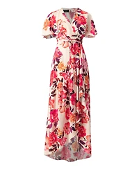 Ivonne Women's Crossed V-Neck Wrap Floral Maxi Dress