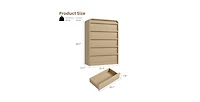 gaomon Arched 5 Drawer Dresser for Bedroom, 45in Tall Wooden 5 Chest of Drawers with Curved Profile Design