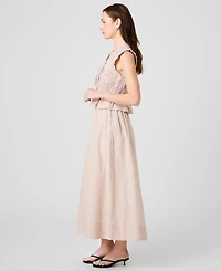 French Connection Women's Gingham Ruched Waist Midi Skirt