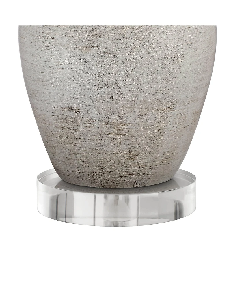 Regency Hill Glenn Rustic Farmhouse Table Lamps Set of 2 with Round Risers 28 1/2" Tall Neutral Fabric Drum Shade for Bedroom Living Room Nightst