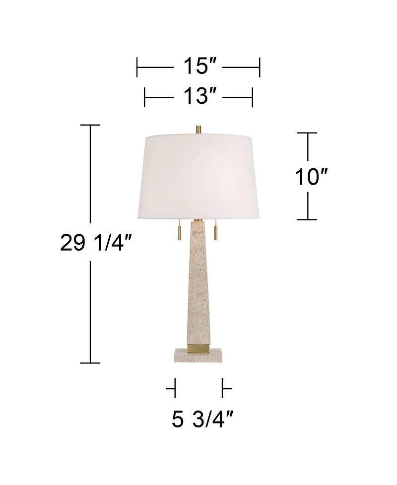 360 Lighting Lorena 29 1/4" Tall Modern Coastal End Table Lamp Pull Chain Sandstone Brass Finish Metal Single Living Room Bedroom