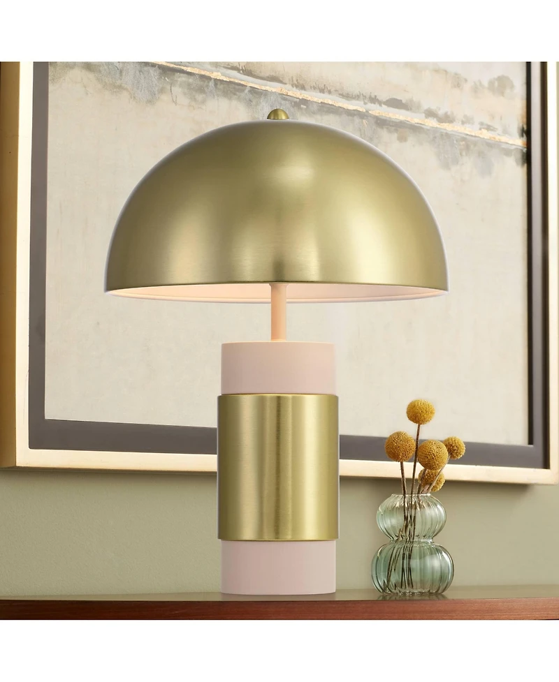 360 Lighting Delia 16" High Small Mushroom Mid Century Modern Accent Table Lamp Antique Brass Finish Metal Single Living Room