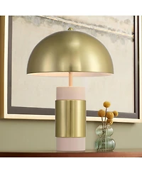 360 Lighting Delia 16" High Small Mushroom Mid Century Modern Accent Table Lamp Antique Brass Finish Metal Single Living Room