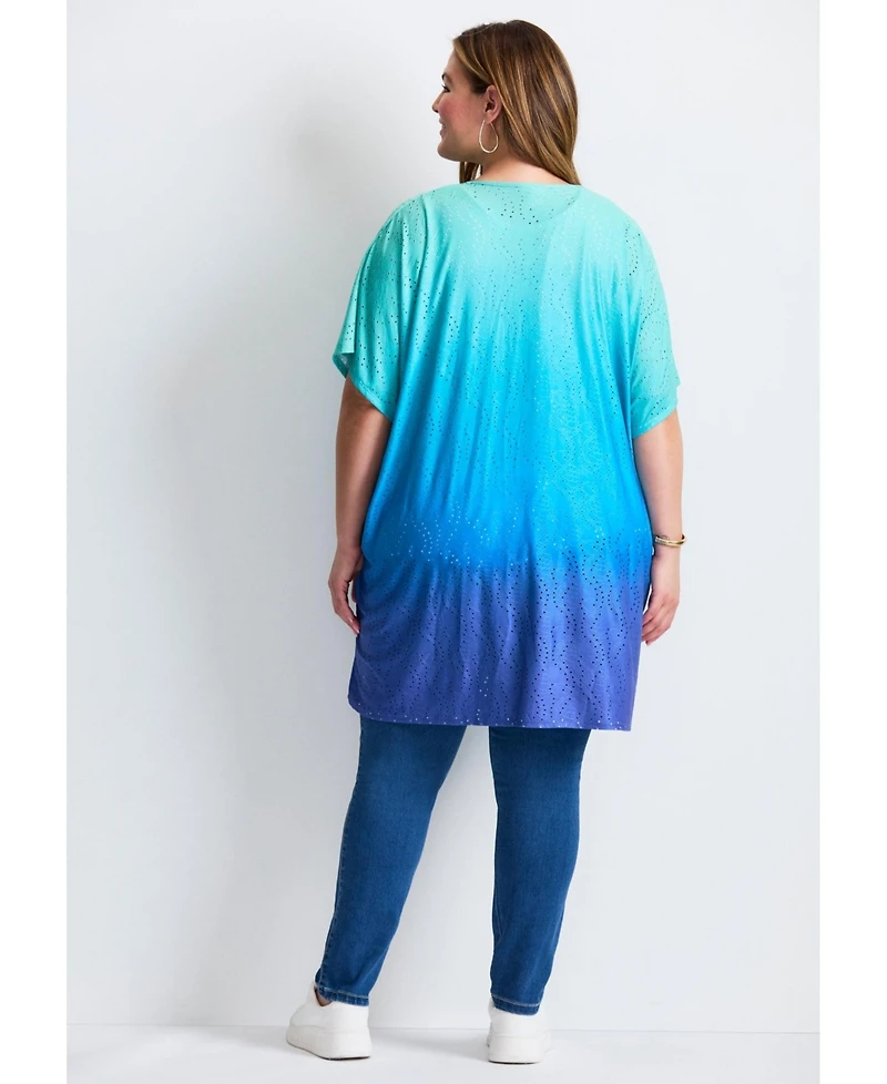 Avenue Women's Knit Eyelet Kimono