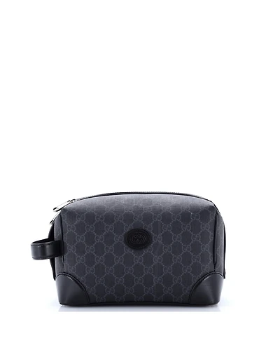 Pre-Owned Gucci Interlocking G Patch Toiletry Case Gg Coated Canvas with Leather