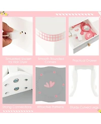 Gouun Kids Vanity Table and Chair Set with Tri-Folding Mirror and Drawer