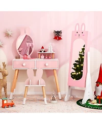 Gouun Princess Vanity Table and Chair Set with Jewelry Armoire and Mirror