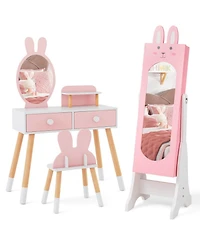 Gouun Princess Vanity Table and Chair Set with Jewelry Armoire and Mirror