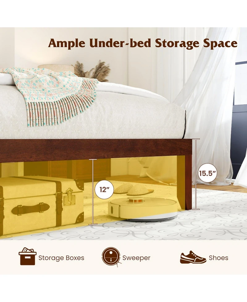 GOUUNl Metal and Wood Platform Bed Frame with Headboard and Retro Headboard