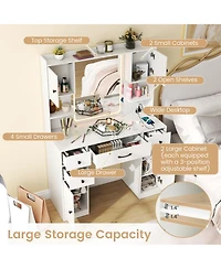 Gouun Makeup Vanity Desk with Led Lighted Mirror and Built-In Charging Station