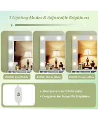 Gouun 31.5 in Vanity Desk with 3 Lighting Modes and Storage Shelves