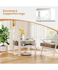 Gouun 29.5 in Round Coffee Table with Side Storage Shelves for Small Spaces