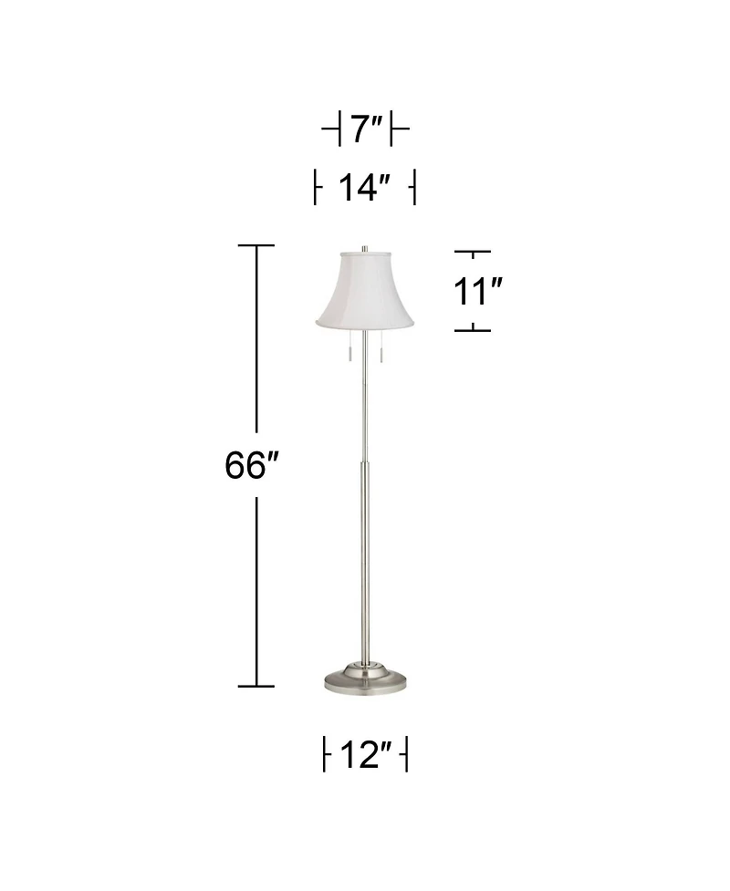 360 Lighting Modern Floor Lamp Brushed Nickel Imperial Fabric Bell Shade for Living Room Reading Bedroom Office