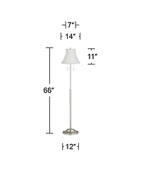 360 Lighting Modern Floor Lamp Brushed Nickel Imperial Fabric Bell Shade for Living Room Reading Bedroom Office